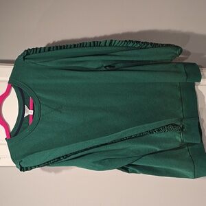 Crown & Ivy Green Ruffle Sleeve Sweatshirt